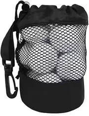 VASANA Black Nylon Mesh Golf Ball Storage Bag with Drawstring and Hook Can Hold 20 Golf Balls Golfs Pouch Bags Holder Organizer for Tennis Balls