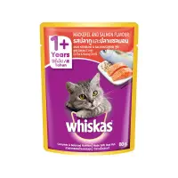 在飛比找博客來優惠-【Whiskas偉嘉】妙鮮包 鯖魚及鮭魚 80g*12入 寵