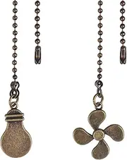 DUMING-IN 2pcs Ceiling Fans Pull Chain, Ball Chain with Connector, Pull Light Switch, Decorative Brass Chain, Light Pull, for Toilet Bathroom Living Room Bedroom Ceiling Fan Light Fixture