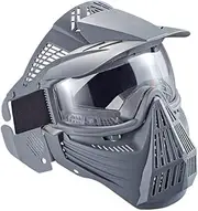 Outdoor Paintball Shooting Face Protection Gear Tactical Full Face PC Mask - Gray & Transparent Len