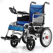 Electric wheelchair, electric folding wheelchair, smart electric wheelchair, super endurance, older wheelchair folding/blue safer (Color : Blue)
