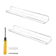 2x Estantes de pared flotantes de acrílico transparente de 24 pulgadas de largo