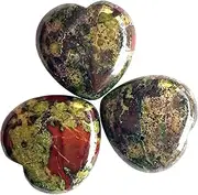 Bacatgem 3 Pcs Natural Dragon Blood Jasper Pocket Palm Thumb Healing Crystal Heart Love Worry Stones,25mm Reiki Balancing Crystal and Healing Stones