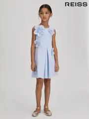 Reiss Lilac Posy Senior Pleated Flower Scuba Dress (N69362) | $125