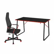 HUVUDSPELARE gaming desk and chair, black