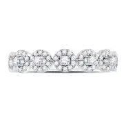 14k White Gold Round Diamond Halo Solitaire Stackable Band Ring 1/3 Cttw