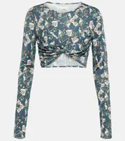 [Isabel Marant] Isabel Marant Jinea floral jersey crop top AU 16 green