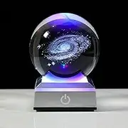 Galaxy Crystal Ball Night Light - 7 Color Changing Space Ball With LED Base, Lighted Solar System for Kids Bedroom Decor - 2.36 in