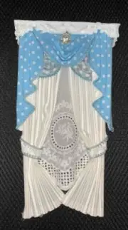 MINIATURE DOLLHOUSE 1:12 SCALE WINDOW CURTAIN #1 - BLUE & WHITE