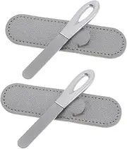 2-piece Set Nail Buffing Tools Double-sided Metal Nail File Anti-slip Handle for Home Salon Travel