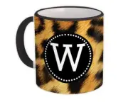 Gift Mug : Monogram Letter W Leopard Initial ABC Animal Print