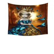 Beautiful Monarch and Blue Morpho Butterflies Queen Tapestry