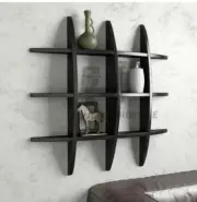Modern Floating Wall Shelves, Wooden Wall Mounted Shelves,3 Tier Shelf (Black)
