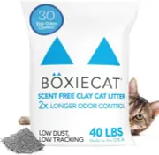 Boxie® Unscented 30 Day Natural Odor Control Cat Litter, 40Lb Clumping Clay Kitt
