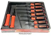 SNAP ON TOOLS SGDXPB90B O 9Pc ORANGE Soft Grip Screwdriver &Striking Prybar Set+
