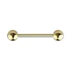 Straight Barbell Tongue Nipple Ring 14K Solid Yellow Gold 14G Piercing