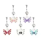 Butterfly Navel Belly Button Ring Bar Crystal Pendant Dangle Piercing Jewellery