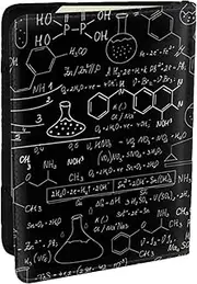 [EdWal] Abstract Science Chemistry Print Passport Cover with Credit Card Holder Leather Passport Case, for Women Men Family ID Travel, Black, One Size