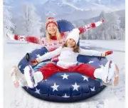 47" Inch Inflatable Snow Sled Heavy Duty Snow Tube Winter Outdoor Fun Toys