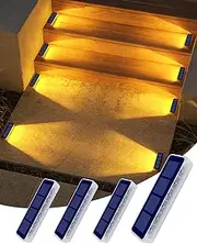 DetarZinLED Solar Step Lights for Outside,4 Pack Solar Stair Lights,Warm White Solar Deck Lights Waterproof,Solar Pathway Lights,Outdoor Lights Solar Powered for Steps,Walkway,Sidewalk,Patio