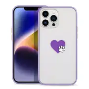 For iPhone 14 Pro Max Design Frosted TPU + PC Bumper Case - Dog Paw w/ Heart