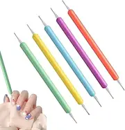 Nail Dotting Device - Dotting Tools, Dotting | 5 Double-Ended Dot Paint Pens, Duble Head Wave Dot Paint Pens, Dotting Tools, Design Tools for Drawing Painting Embossing