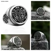 NEW Unisex Titanium Stainless Steel Men Biker Punk Viking Tree of Life Ring AU
