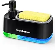 Richenda Hand and Dish Soap Dispenser set for Kitchen，3-in-1 Kitchen Sink Organizer for Dishwashing and Hand Washing-Kitchen Sink Caddy for Storage of sponges，Black