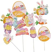 Yardwe 20pcs Easter Decorative Picks Set Rabbit Egg Table Centerpiece for Easter Versatile Card Holders Artisan Craftsmanship for Home Decoration