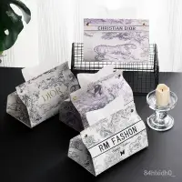 在飛比找蝦皮購物優惠-新款DiR紙巾盒古典風印花工藝抽紙盒餐巾紙盒袋動物係個性紙抽