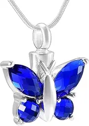 KETIME Stainless Steel Butterfly Cremation Jewelry Necklace Urn Memorial Keepsake Pendant for Ashes