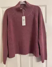 NWT $228 Eileen Fisher Tears Merino Wool Turtle Neck Short Top M XL