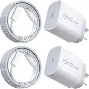 iPhone 16 Charger Block with Cable, 20W USB C Fast Charger Type C Wall Charger Block with Braided 2M USB C to C Cord for iPhone 16/16 Plus/16 Pro/16 Pro Max/15/iPad Pro/Samsung S25/S24 Ultra