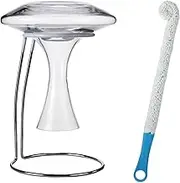 Lily's Home Wine Decanter Drying Stand with Rubber Coated Top to Prevent Scratches, Includes Cleaning Brush, for Standard Large Bottomed Wine Decanters, Decanter and Wine Glass NOT Included