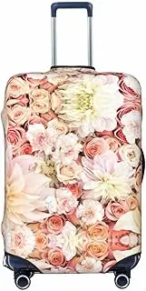 [CADREWY] White flower Print Travel Suitcase Cover Luggage Protector with Elastic Anti Scratch for Carry On, Black, Medium