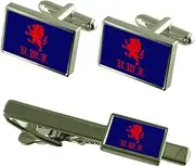 [Select Gifts] Welsh Fusiliers Military England Flag Cufflinks Tie Clip Box Gift Set