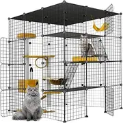 KELIOO Large Cat Cage Indoor, 4 Tier Outdoor Cat Enclosure with Climbing Ladder, DIY Playpen Metal Kennel Animal House Fence for 1-4 Cats,Ferret, Squirrel and Small Animals