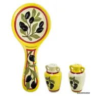 Tuscan Salt Pepper Shakers Spoonrest Boxed Gift Set Designer Boston Warehouse