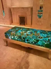 48"x30" Agate Marble Dining Table Top With LED Light Inlay Restaurant Decor A034