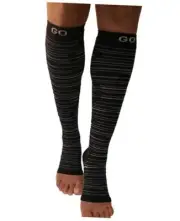 Socks For Women Open Toe 20-30 mmHG Knee High Graduated Large BlackWhite