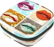 Period Bag,Sanitary Napkin Storage Bag,Abstract Kiss Modern Lips,Tampon Holder for Purse