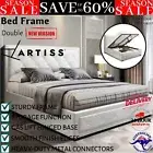 Artiss Bed Frame Double Size Gas Lift Base With Storage Wooden Upholstered White