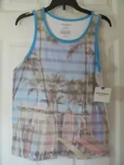 NWT Boy's ARIZONA JEAN CO. PALM TREE PRINT TANK TOP, Blue Stripe, Sz. M 10-12