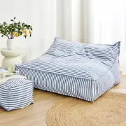 Cadence & Co. Oscar Faux Linen Two Seater Bean Bag Lounge Cover Navy