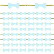 100-Pack Mini Craft Ribbon Bow Twist Ties,1.2x0.6 Inch for Craft[Light Blue]