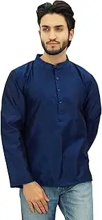 [Atasi] Ethnic Men's Short Kurta Mandarin Collar Dupion Shirt