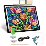 KEIWRLIGHT Rechargeable A3 Light Table - Wireless Battery Light Box for Tracing 3 Colors 6 Levels Brightness Stepless Light Board, A3 Light Pad for Diamond Painting Tatto Drawing Artists Kids Adults