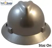 MSA V-Gard Full Brim Hard Hats with Staz-ON Suspensions - Silver