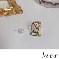 在飛比找momo購物網優惠-【INES】韓國設計S925銀針法式復古不對稱縷空女孩珍珠造