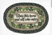 2 Braided Jute Oval Placemat/Trivet/Swatch. BLESS THIS HOME. Earth Rugs.10"x15"